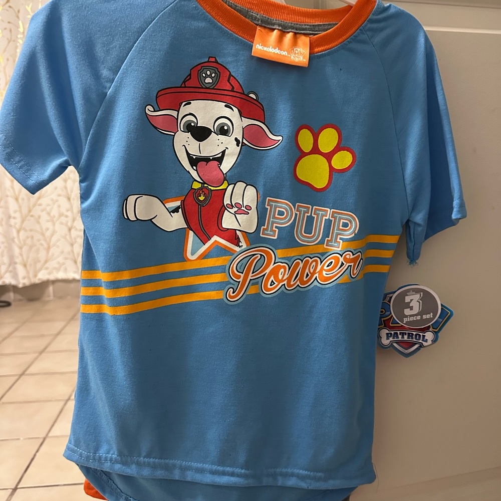 Nickelodeon Blue Paw Patrol "Pup Power" Tee with Orange Trim